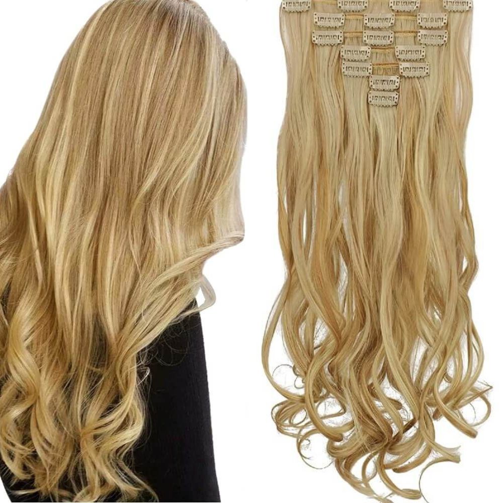 Wavy Clip-in Hair Extensions 6pcs Synthetic Hair 22-inch Extensions for Instant Volume & Length