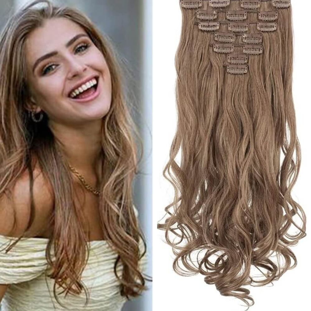 Wavy Clip-in Hair Extensions 6pcs Synthetic Hair 22-inch Extensions for Instant Volume & Length