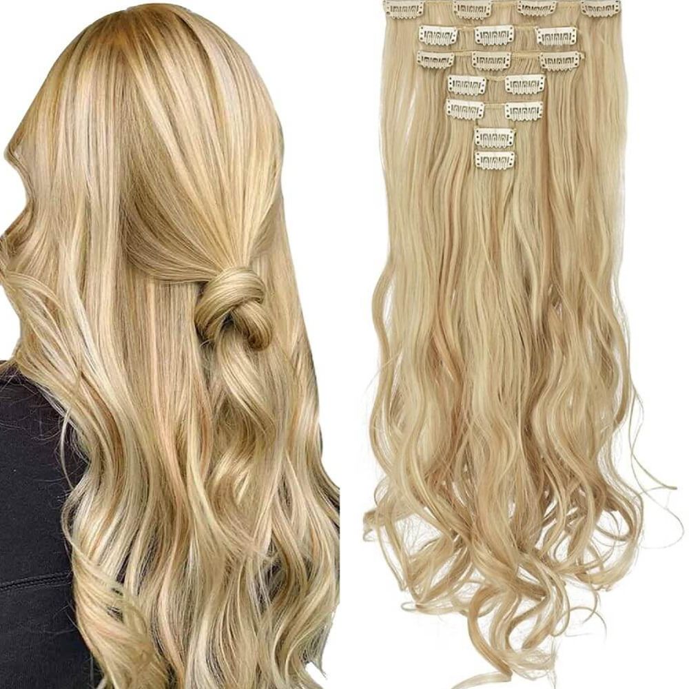 Wavy Clip-in Hair Extensions 6pcs Synthetic Hair 22-inch Extensions for Instant Volume & Length