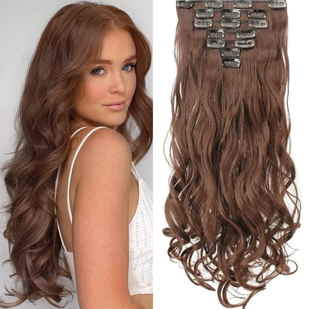 Wavy Clip-in Hair Extensions 6pcs Synthetic Hair 22-inch Extensions for Instant Volume & Length
