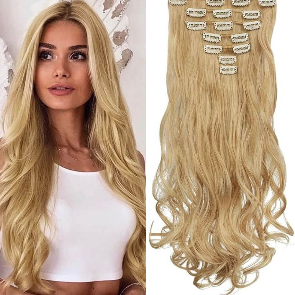 Wavy Clip-in Hair Extensions 6pcs Synthetic Hair 22-inch Extensions for Instant Volume & Length