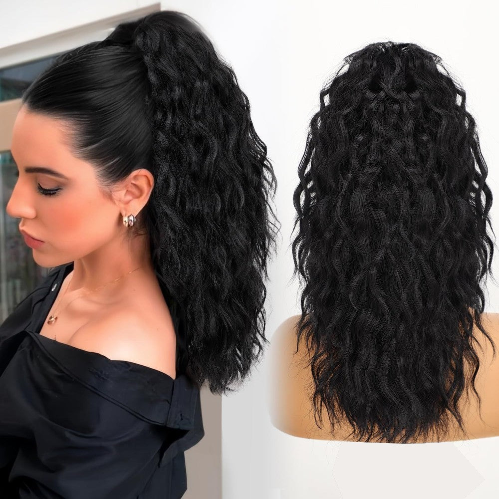 Long Natural Wavy Ponytail Extension Clip for Women 20 Inch Synthetic Hairpiece Claw Clip On