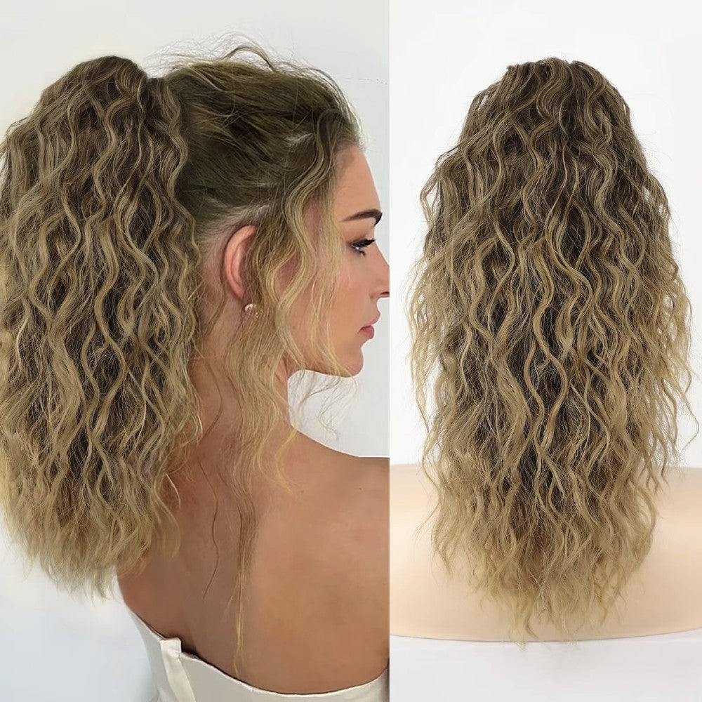 Long Natural Wavy Ponytail Extension Clip for Women 20 Inch Synthetic Hairpiece Claw Clip On