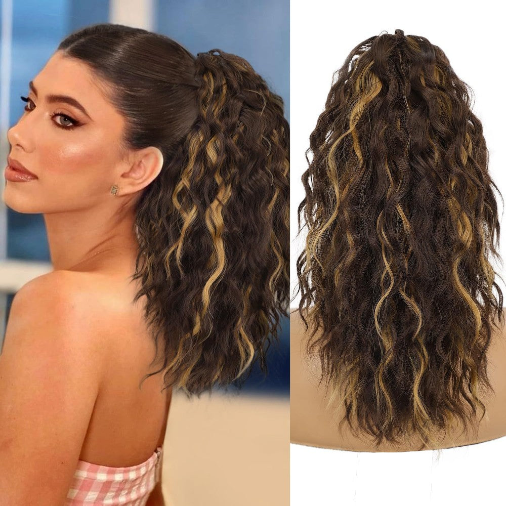 Long Natural Wavy Ponytail Extension Clip for Women 20 Inch Synthetic Hairpiece Claw Clip On