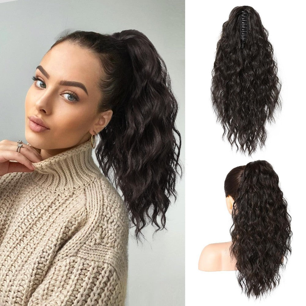 Long Natural Wavy Ponytail Extension Clip for Women 20 Inch Synthetic Hairpiece Claw Clip On