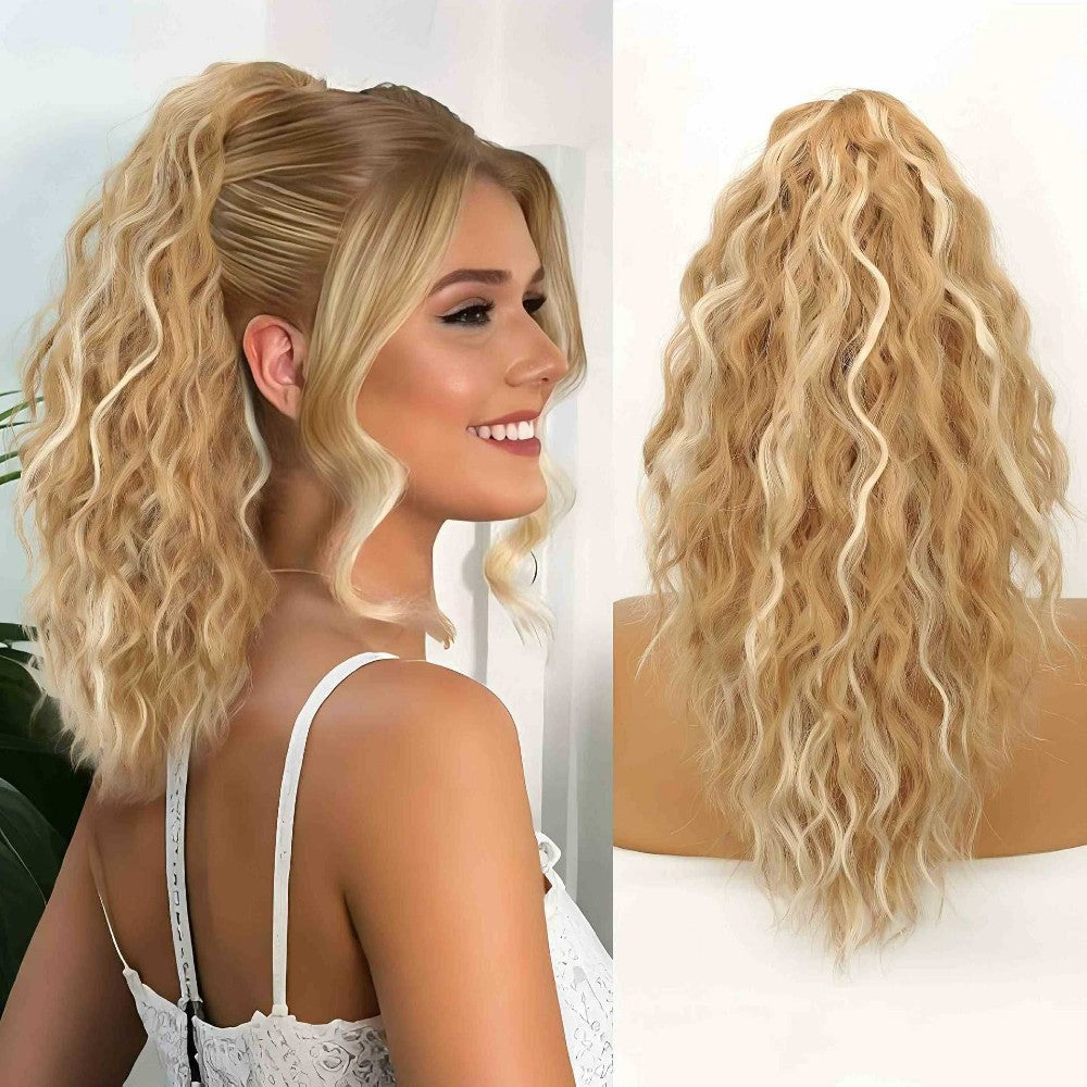 Long Natural Wavy Ponytail Extension Clip for Women 20 Inch Synthetic Hairpiece Claw Clip On