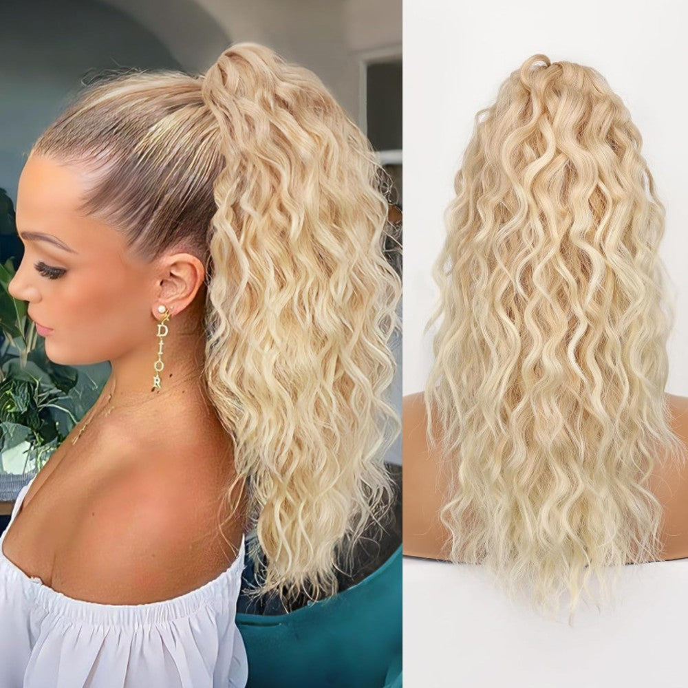 Long Natural Wavy Ponytail Extension Clip for Women 20 Inch Synthetic Hairpiece Claw Clip On