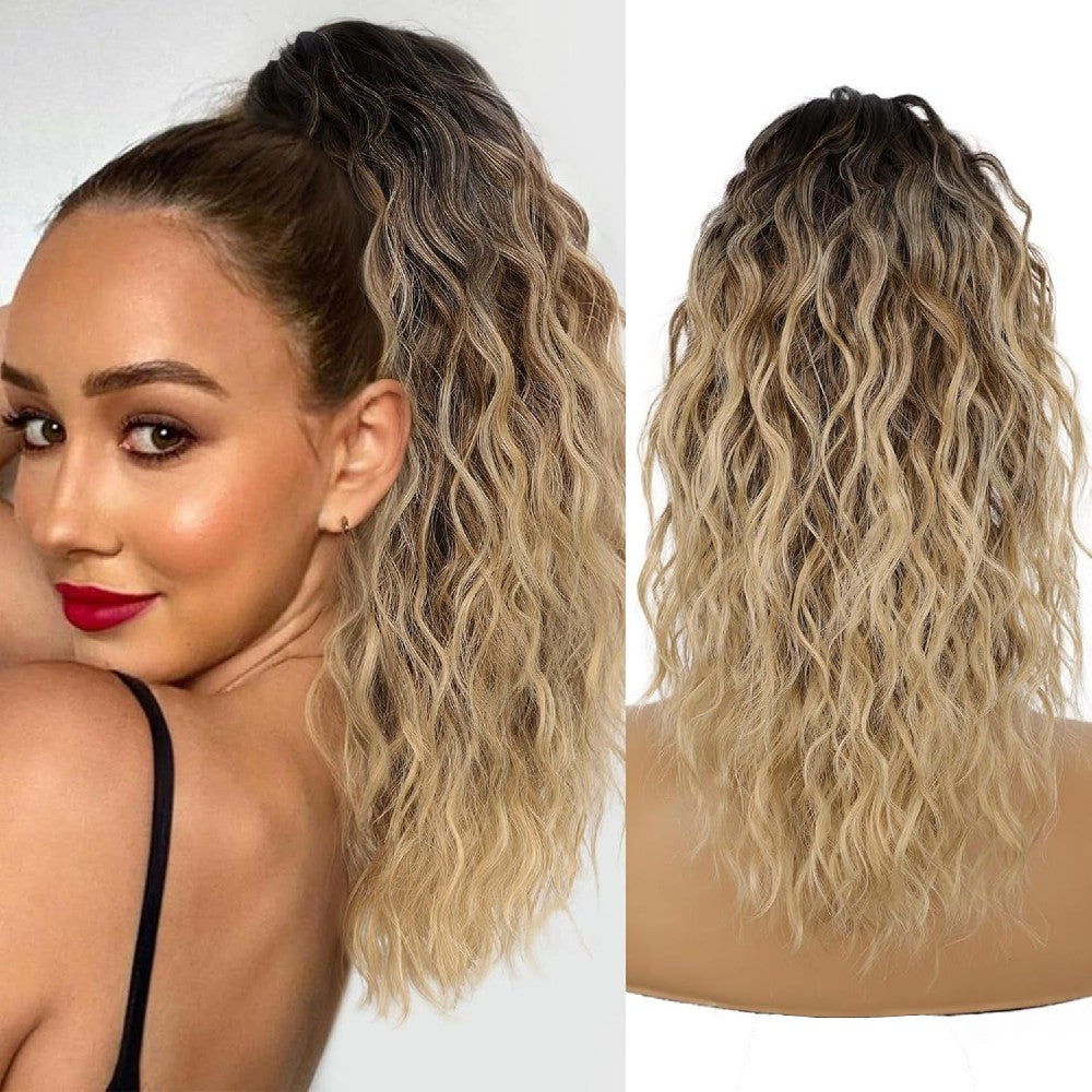 Long Natural Wavy Ponytail Extension Clip for Women 20 Inch Synthetic Hairpiece Claw Clip On