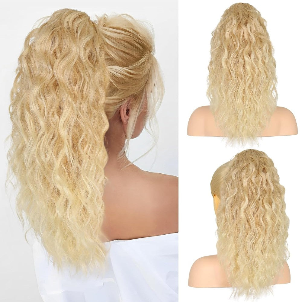 Long Natural Wavy Ponytail Extension Clip for Women 20 Inch Synthetic Hairpiece Claw Clip On