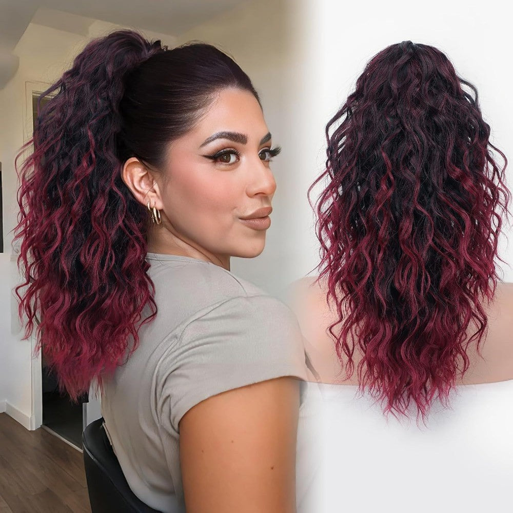 Long Natural Wavy Ponytail Extension Clip for Women 20 Inch Synthetic Hairpiece Claw Clip On