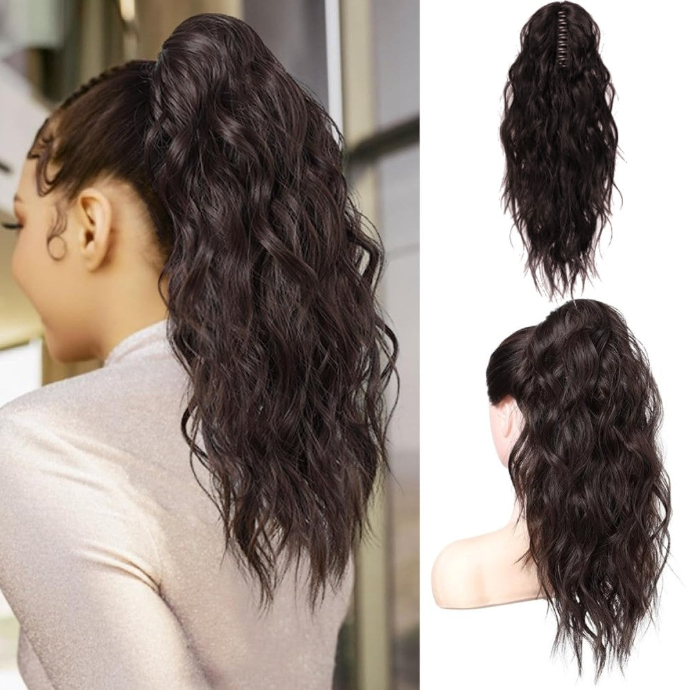 Long Natural Wavy Ponytail Extension Clip for Women 20 Inch Synthetic Hairpiece Claw Clip On