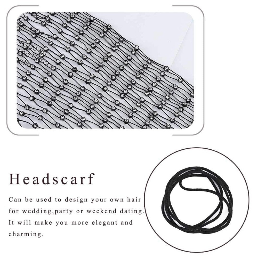 Rhinestone Mesh Head Wrap Sparkling Crystal Hair Scarf for Women Elegant Headpiece