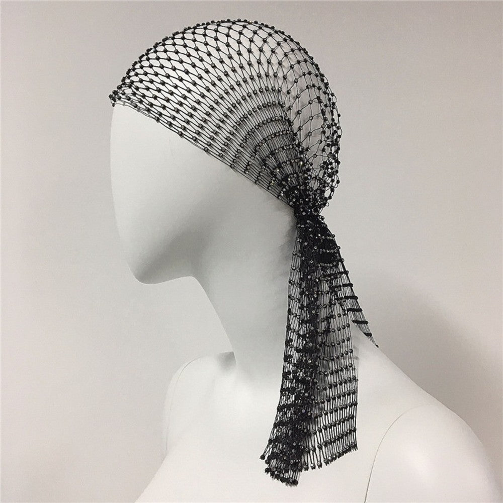 Rhinestone Mesh Head Wrap Sparkling Crystal Hair Scarf for Women Elegant Headpiece