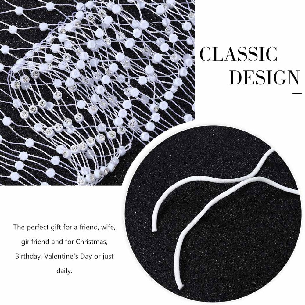 Rhinestone Mesh Head Wrap Sparkling Crystal Hair Scarf for Women Elegant Headpiece