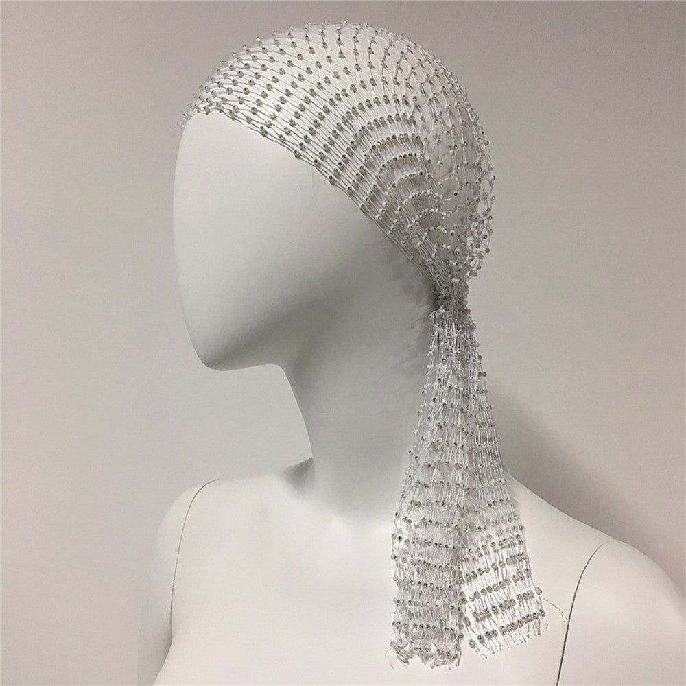 Rhinestone Mesh Head Wrap Sparkling Crystal Hair Scarf for Women Elegant Headpiece