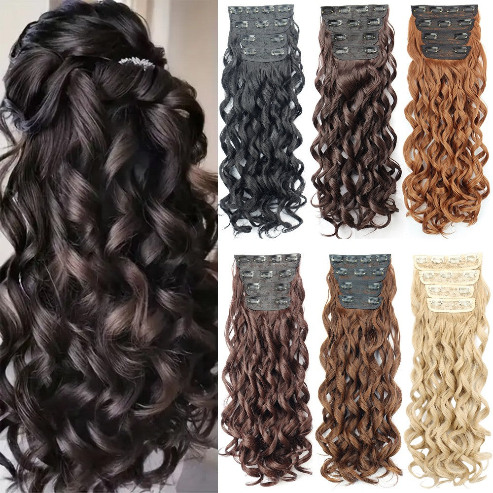 Wavy Clip-in Hair Extensions 4 pcs Synthetic Hair 20-inch Extensions for Instant Volume & Length