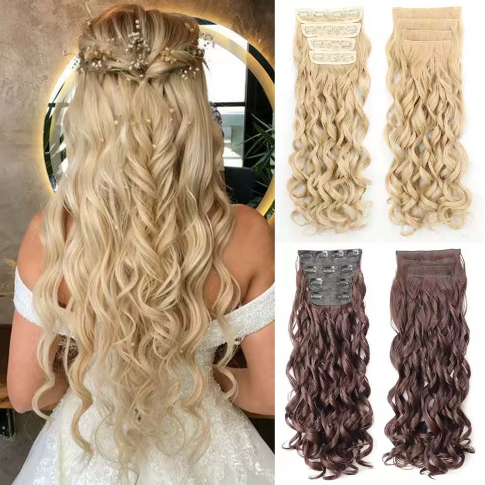 Wavy Clip-in Hair Extensions 4 pcs Synthetic Hair 20-inch Extensions for Instant Volume & Length