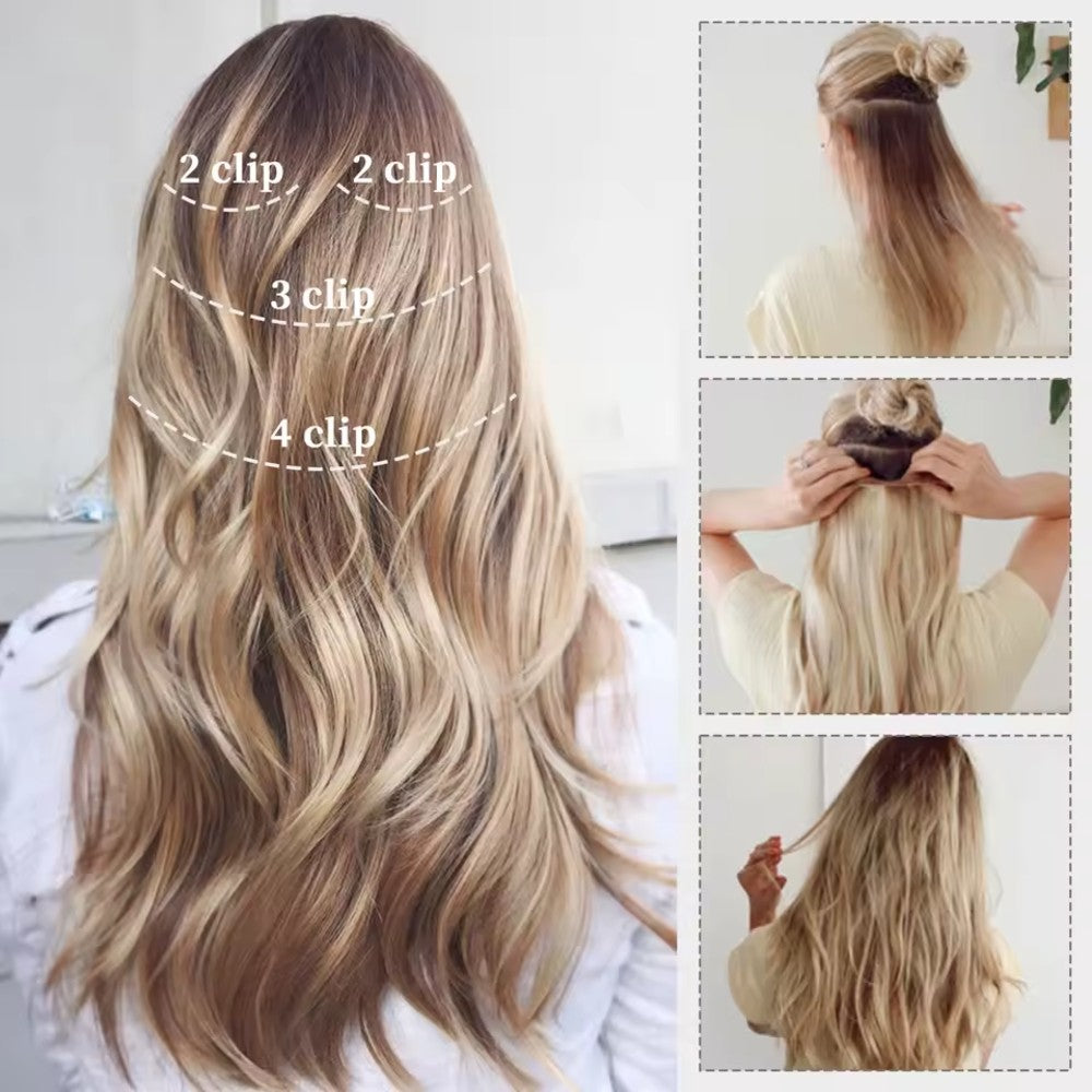 Wavy Clip-in Hair Extensions 4 pcs Synthetic Hair 20-inch Extensions for Instant Volume & Length
