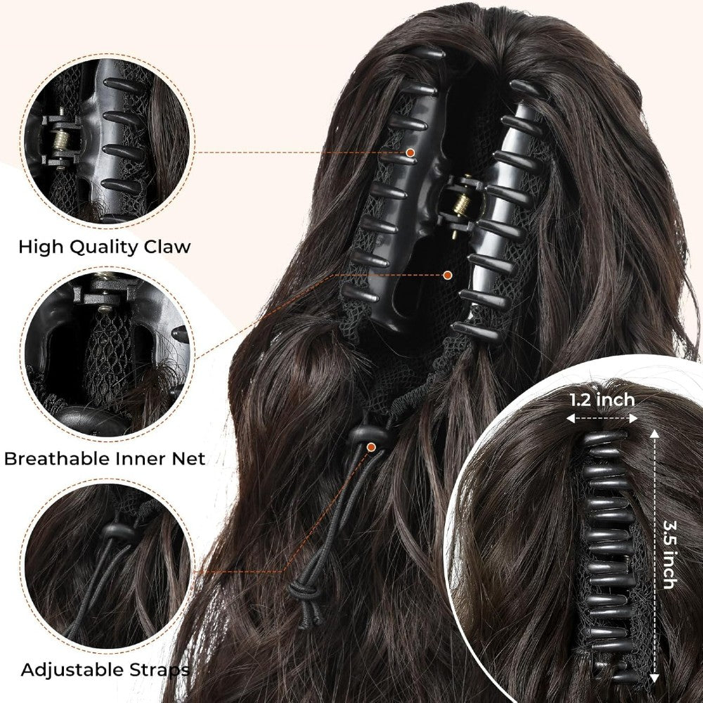 Long Natural Wavy Ponytail Extension Clip for Women 20 Inch Synthetic Hairpiece Claw Clip On