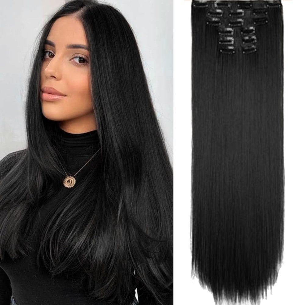 Straight Clip-in Hair Extensions 6pcs Synthetic Hair 22-inch Extensions for Instant Volume & Length