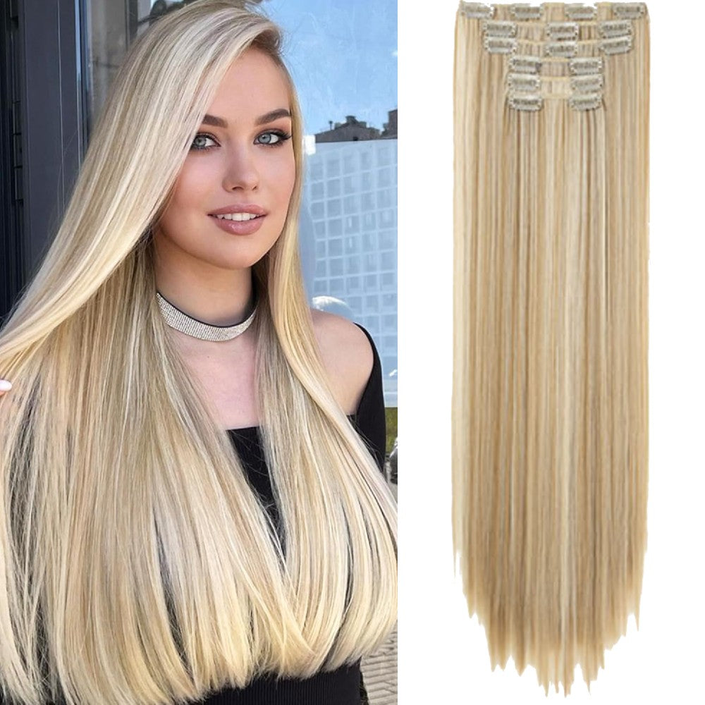 Straight Clip-in Hair Extensions 6pcs Synthetic Hair 22-inch Extensions for Instant Volume & Length