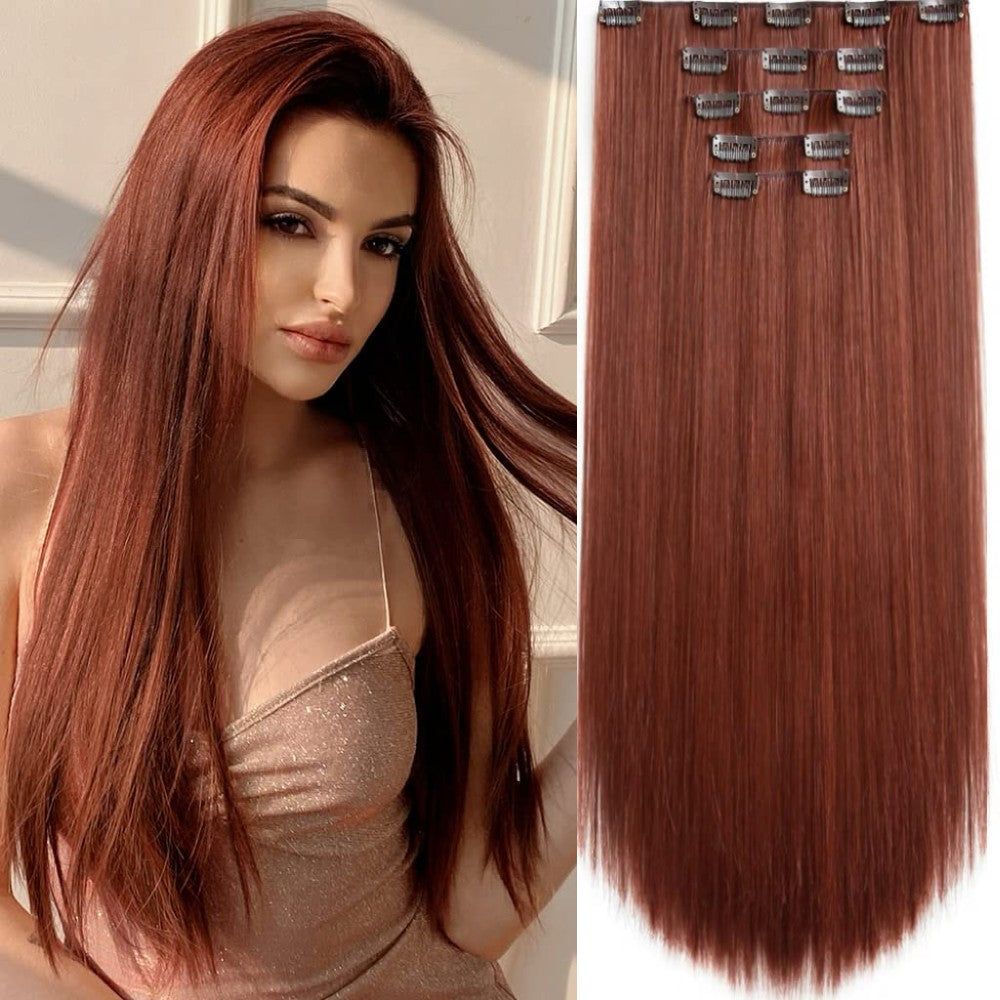 Straight Clip-in Hair Extensions 6pcs Synthetic Hair 22-inch Extensions for Instant Volume & Length