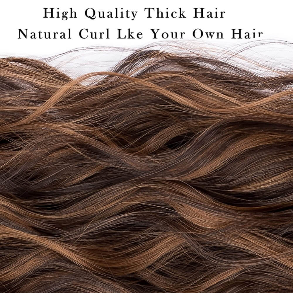 Luxurious Wavy Clip-In Synthetic Hair Extensions Heat-Friendly Instant Volume Lightweight Natural Look Easy to Attach