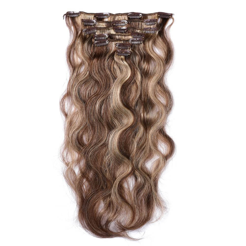 Luxurious Wavy Clip-In Synthetic Hair Extensions Heat-Friendly Instant Volume Lightweight Natural Look Easy to Attach
