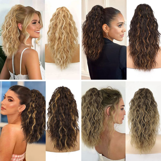 Long Natural Wavy Ponytail Extension Clip for Women 20 Inch Synthetic Hairpiece Claw Clip On