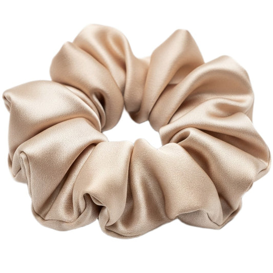 Silk Hair Scrunchie Gentle Damage-Free Elastic for Healthy Hair 100% Real Silk - Beige