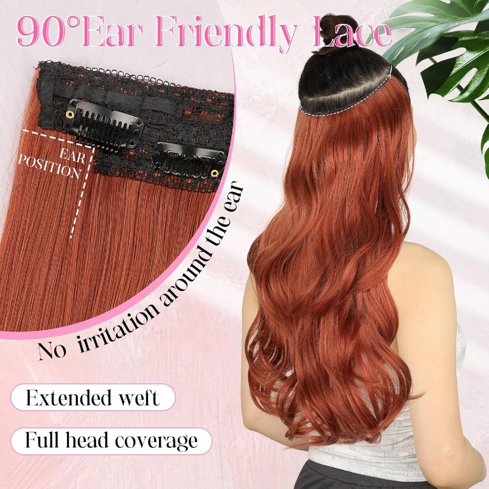 Invisible Wire/Clip-In Hair Extensions 20 inch Natural Wavy Secure Max Volume Seamless Halo Design