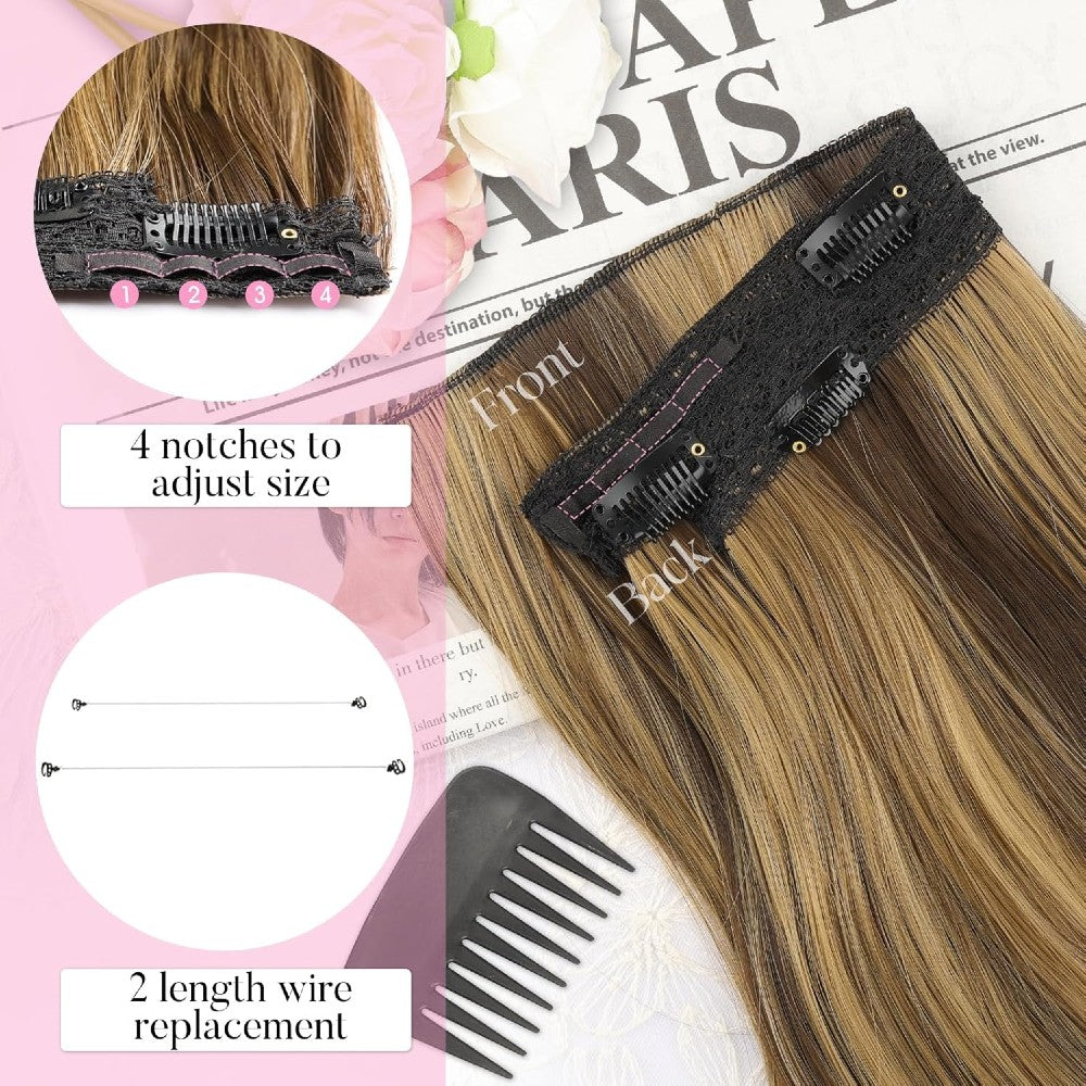 Invisible Wire/Clip-In Hair Extensions 20 inch Natural Wavy Secure Max Volume Seamless Halo Design
