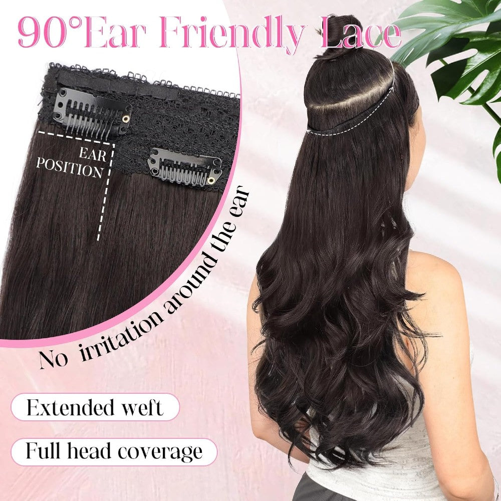Invisible Wire/Clip-In Hair Extensions 20 inch Natural Wavy Secure Max Volume Seamless Halo Design