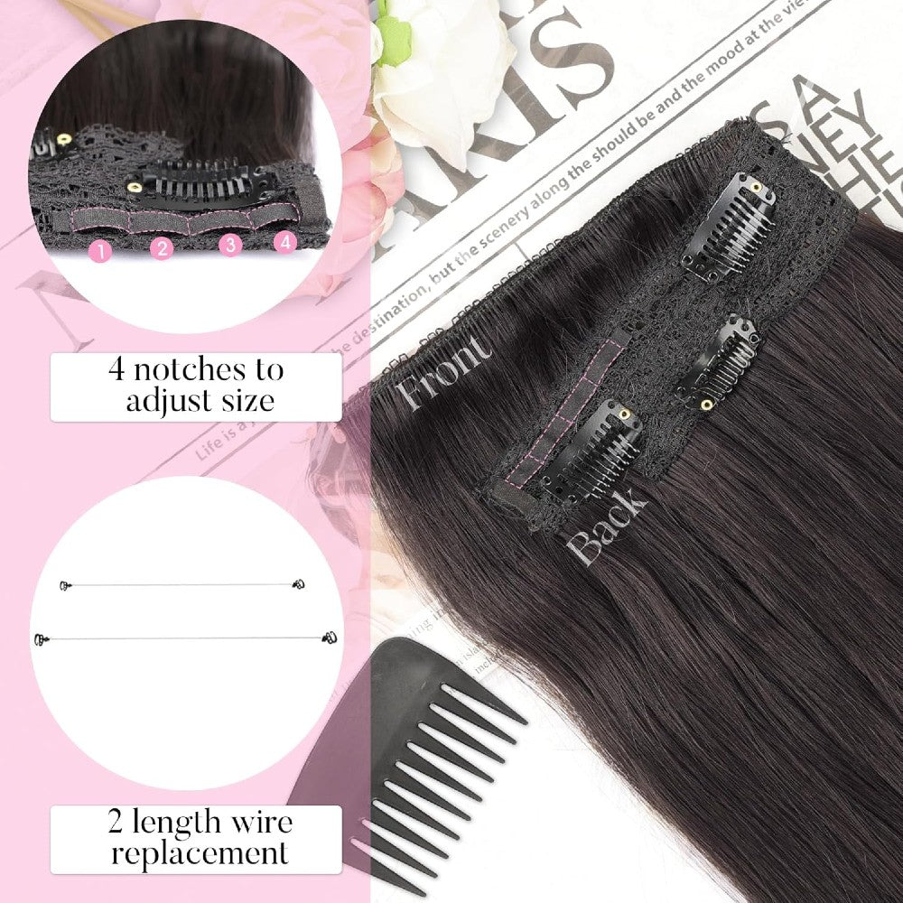 Invisible Wire/Clip-In Hair Extensions 20 inch Natural Wavy Secure Max Volume Seamless Halo Design