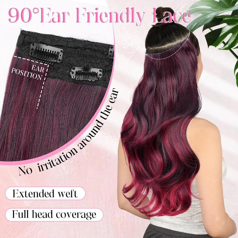 Invisible Wire/Clip-In Hair Extensions 20 inch Natural Wavy Secure Max Volume Seamless Halo Design