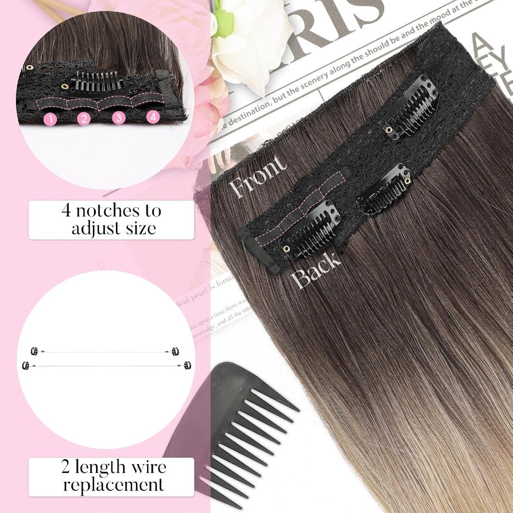 Invisible Wire/Clip-In Hair Extensions 20 inch Natural Wavy Secure Max Volume Seamless Halo Design