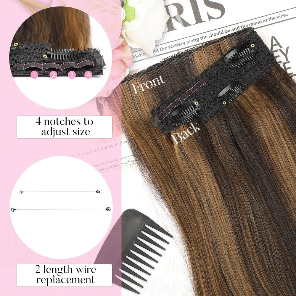 Invisible Wire/Clip-In Hair Extensions 20 inch Natural Wavy Secure Max Volume Seamless Halo Design