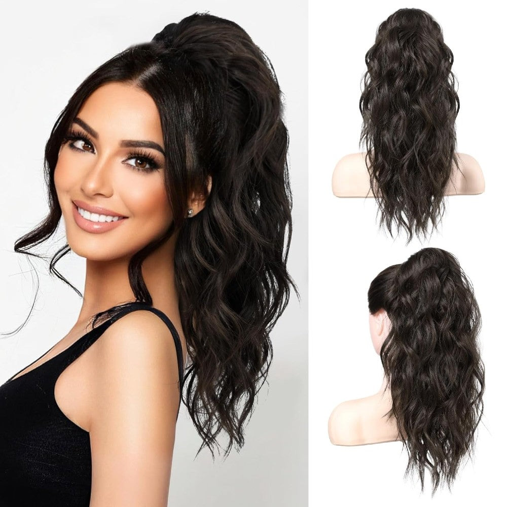 Long Natural Wavy Ponytail Extension Clip for Women 20 Inch Synthetic Hairpiece Claw Clip On