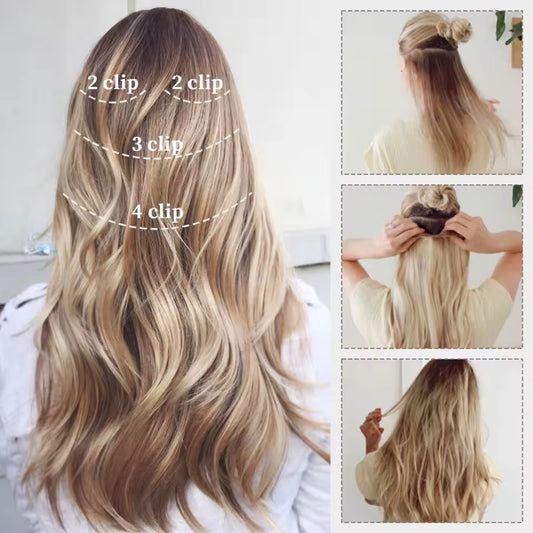 Wavy Clip-in Hair Extensions 4 pcs Synthetic Hair 20-inch Extensions for Instant Volume & Length