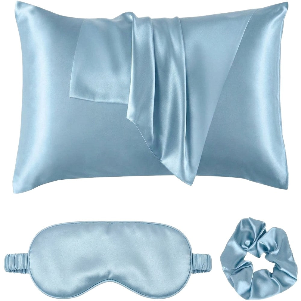 Luxury 100% Pure Mulberry Silk Sleep Set – Silk Pillowcase, Eye Mask & Hair Scrunchie Gift Set
