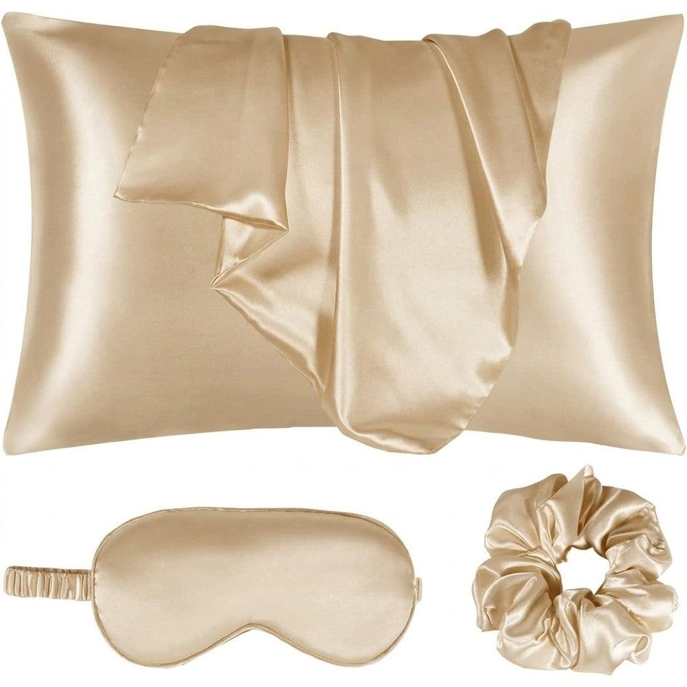 Luxury 100% Pure Mulberry Silk Sleep Set – Silk Pillowcase, Eye Mask & Hair Scrunchie Gift Set
