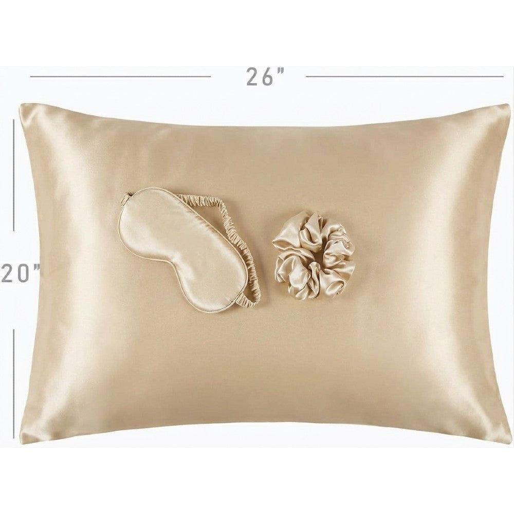 Luxury 100% Pure Mulberry Silk Sleep Set – Silk Pillowcase, Eye Mask & Hair Scrunchie Gift Set