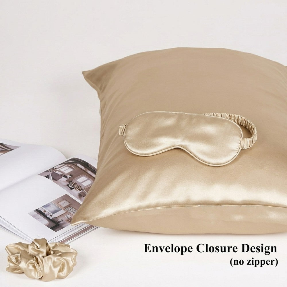 Luxury 100% Pure Mulberry Silk Sleep Set – Silk Pillowcase, Eye Mask & Hair Scrunchie Gift Set