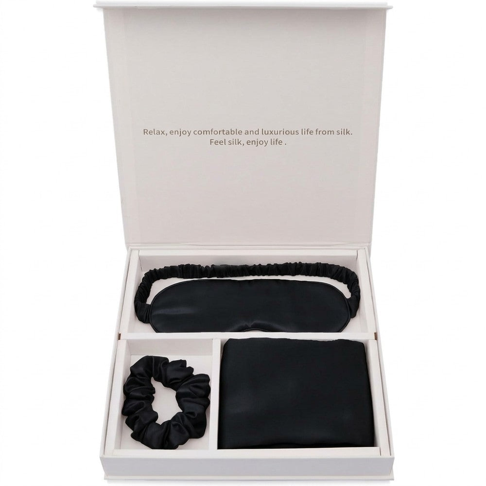 Luxury 100% Pure Mulberry Silk Sleep Set – Silk Pillowcase, Eye Mask & Hair Scrunchie Gift Set