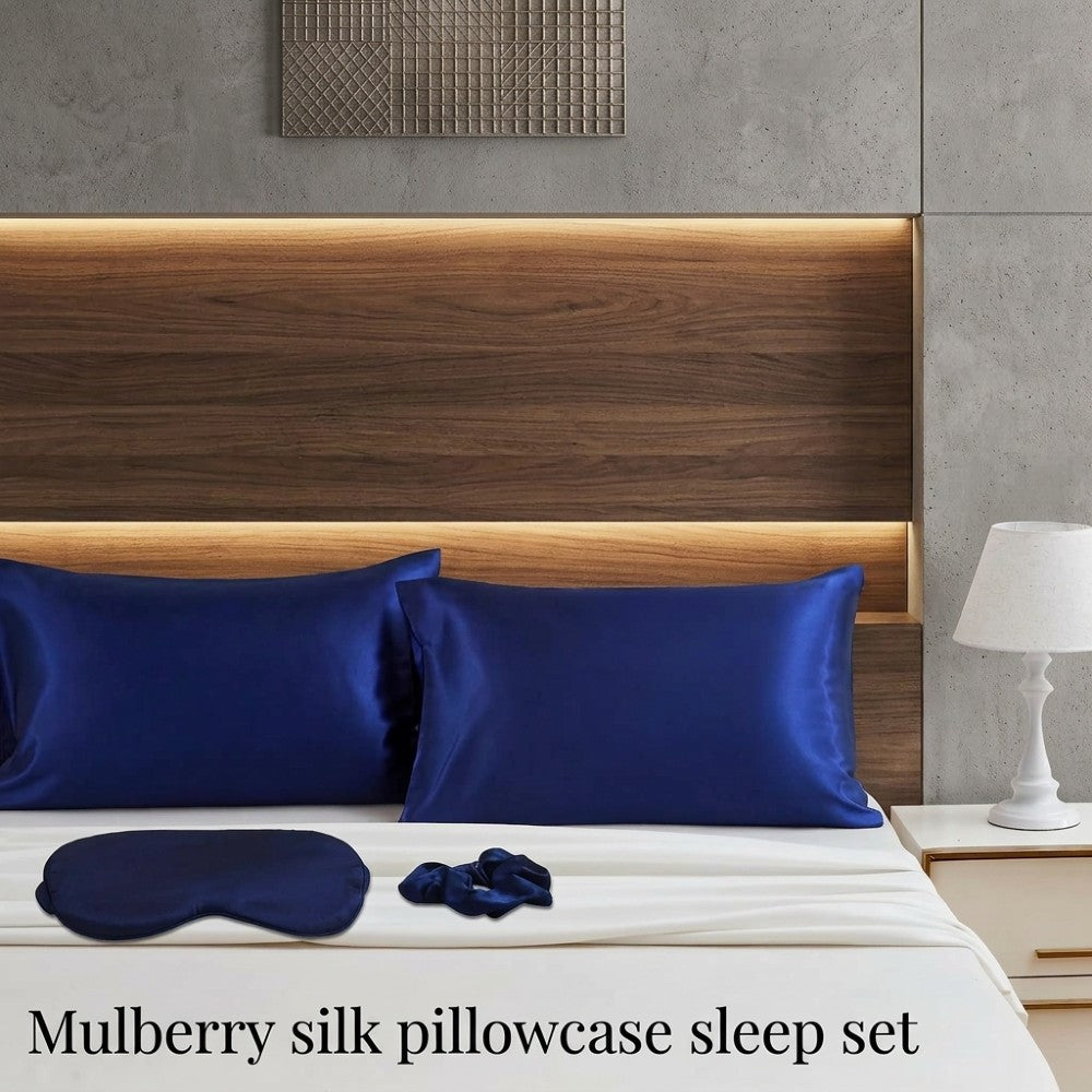 Luxury 100% Pure Mulberry Silk Sleep Set – Silk Pillowcase, Eye Mask & Hair Scrunchie Gift Set