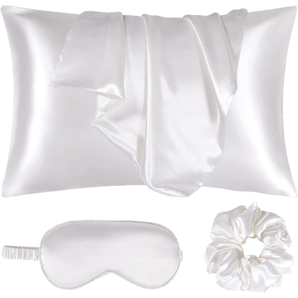 Luxury 100% Pure Mulberry Silk Sleep Set – Silk Pillowcase, Eye Mask & Hair Scrunchie Gift Set