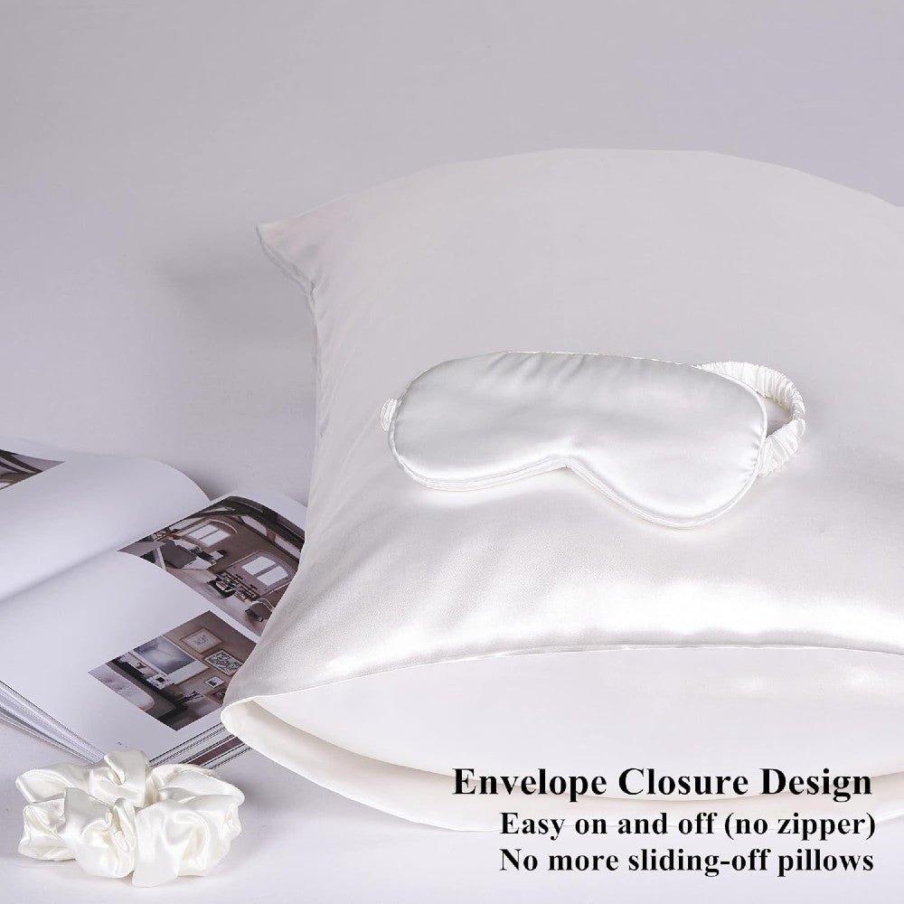 Luxury 100% Pure Mulberry Silk Sleep Set – Silk Pillowcase, Eye Mask & Hair Scrunchie Gift Set